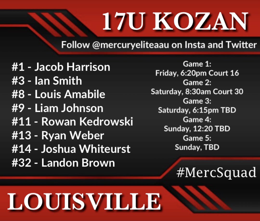 Mercury Elite 17U Kozan Schedule:

#MercSquad
