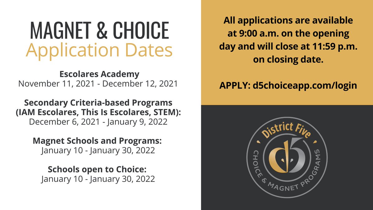 LexRich5Schools's tweet photo. REMINDER: The application for #LexRich5Schools secondary criteria-based magnet programs opens today at 9 am. Apply: https://t.co/vgRc15eEtm. Secondary criteria-based programs include:
๐I AM Escolares @IrmoMiddle
๐This Is Escolares @IrmoHigh
๐STEM Program @dutchforkhigh https://t.co/O0bkJkF7te