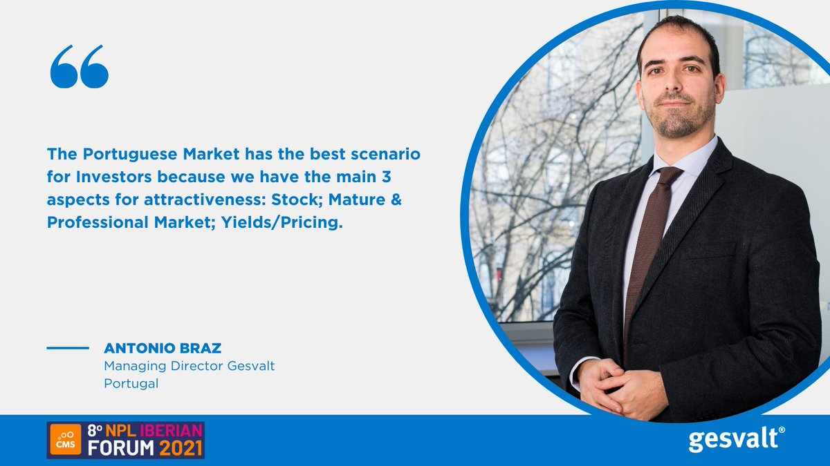 Gesvalt's tweet photo. #CMSNPL @CMSPeople
Nuestro director general de #Portugal @BrazAntonioPT habla sobre #inversiones en el mercado portugués en el VIII FORO IBÉRICO NPL - Edición Portugal https://t.co/E2LrQTfOJV