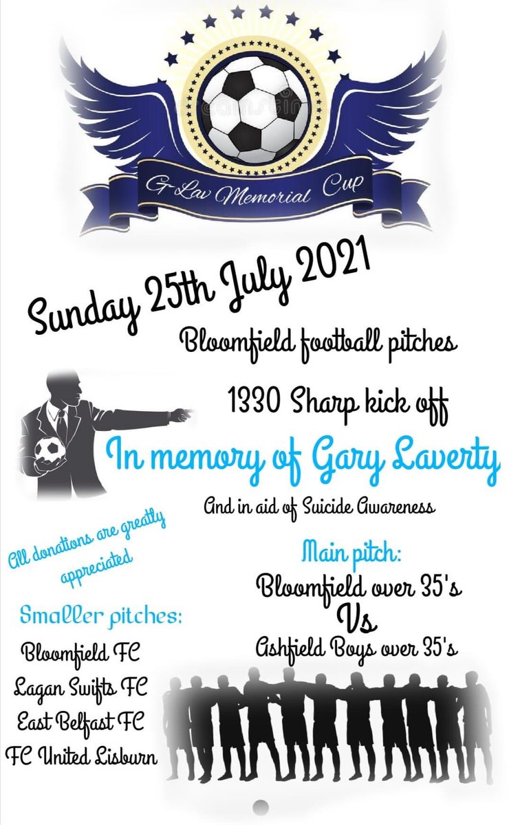 Chelz_1988's tweet photo. My sister and my Brother Gary’s friend have organised this memorial cup.

Please share and please try and support something that has no religion.

#SuicideAwareness https://t.co/XyiKpDOcJ3