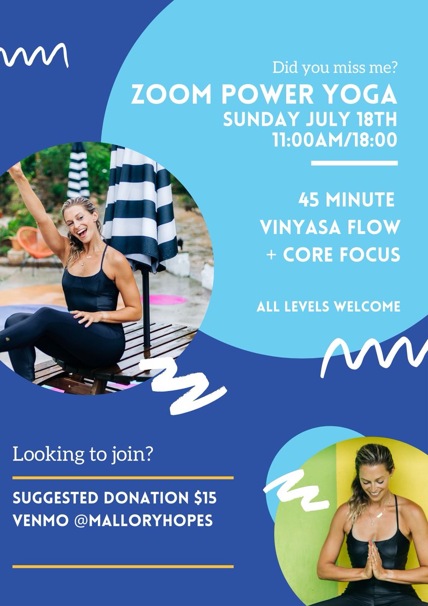 Mallory_HopeS's tweet photo. Join me Sunday 11:00AM/18:00 for 45 Minute Power Yoga! https://t.co/6DVHWpbRoN *donation based/all levels welcome! #poweryoga #yogapractice #athomeworkouts https://t.co/rtxN2OFpwF