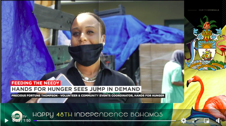 Check out this @OurNewsBahamas interview with our Volunteer and Community Events Coordinator Precious Fortune Thompson. She discusses how so many Bahamians are still in need of food assistance! She highlighted our continued push to help those individuals.

fb.watch/v/9epjm7zLW/