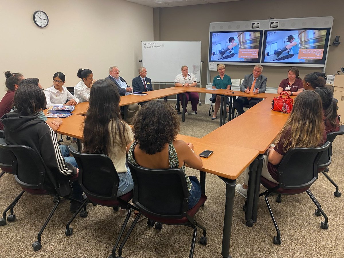 TerryMcAuliffe's tweet photo. Great tour of Germanna Community College in Fredericksburg this morning as I roll out my higher education plan. We've got to get folks the skills they need for high paying jobs. 

Glenn’s tax plan will gut education programs that are KEY to Virginia’s thriving economy. https://t.co/bq3i7g49q3