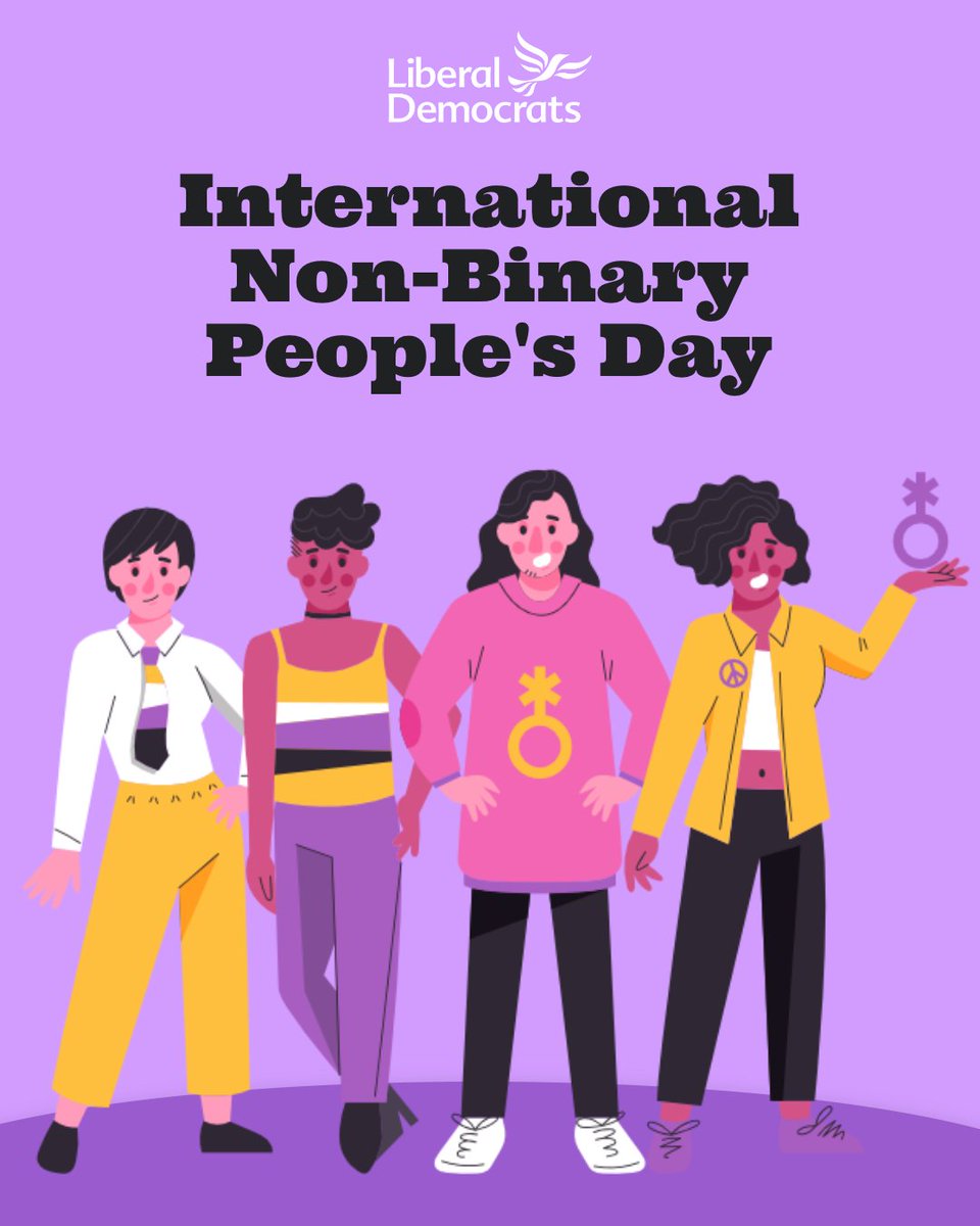 Lib Dem HQ Diversity (@libdemdiversity) on Twitter photo Happy Non-Binary People's Day to all the amazing non-binary people out there! Today we celebrate and stand with you.
💛🤍💜🖤
#NonBinaryPeoplesDay
#NonBinaryDay
<a href="/LGBTLD/">LGBT+ Lib Dems 🏳️🌈🏳️⚧️ 🔶</a> Happy Non-Binary People's Day to all the amazing non-binary people out there! Today we celebrate and stand with you.
💛🤍💜🖤
#NonBinaryPeoplesDay
#NonBinaryDay
<a href="/LGBTLD/">LGBT+ Lib Dems 🏳️🌈🏳️⚧️ 🔶</a>