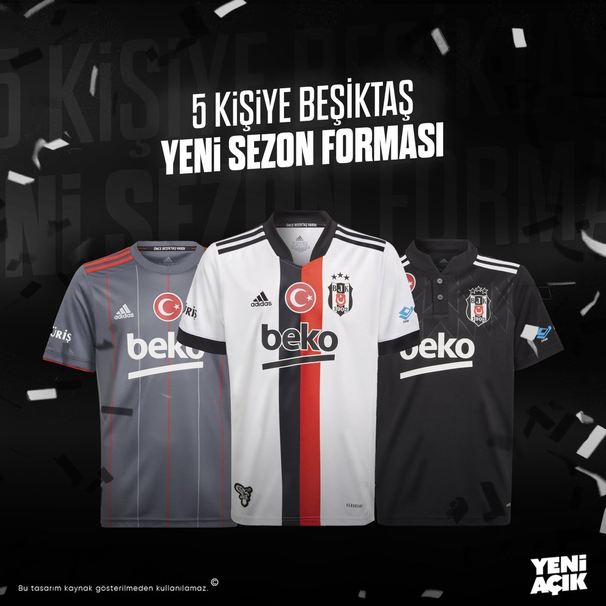 YENİ AÇIK’TAN BEŞİKTAŞ ÇEKİLİŞİ 🦅 

⚫️ 5 kişiye Beşiktaş forması

Çekilişe katılmak için yapmanız gerekenler👇

◽️ Paylaşımı Retweet etmek ve beğenmek;
◽️ <a href="/yeniacikcom/">Yeni Açık</a> hesabını takip etmek.

Kazananlar 4 Ağustos Çarşamba günü Twitter Fleet’ten video ile açıklanacaktır.