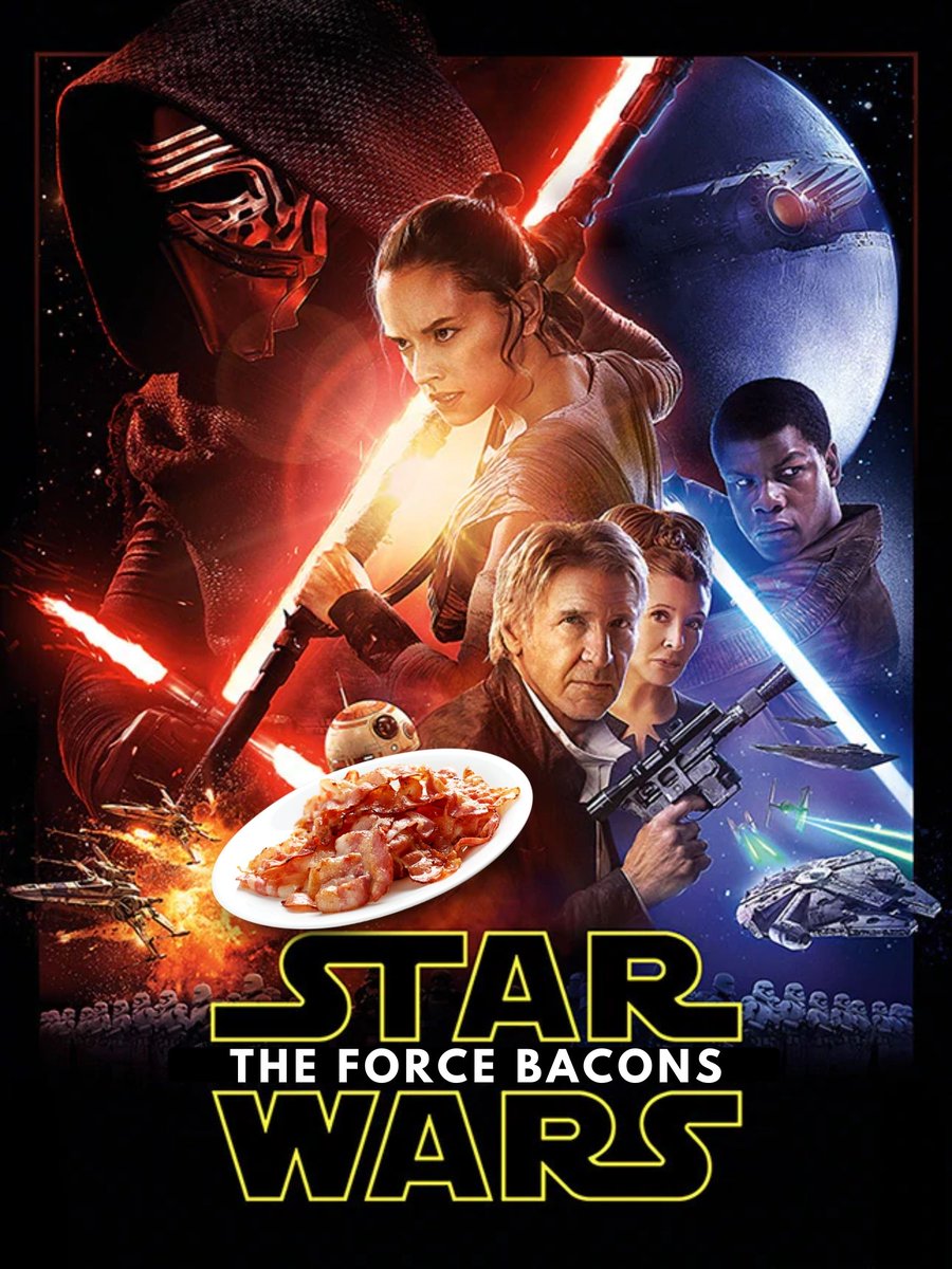 BayMillsCasino's tweet photo. Star Wars: Episode VII - The Force Bacons
#AddBaconToAFilm🥓 https://t.co/Il0pp1bG2X
