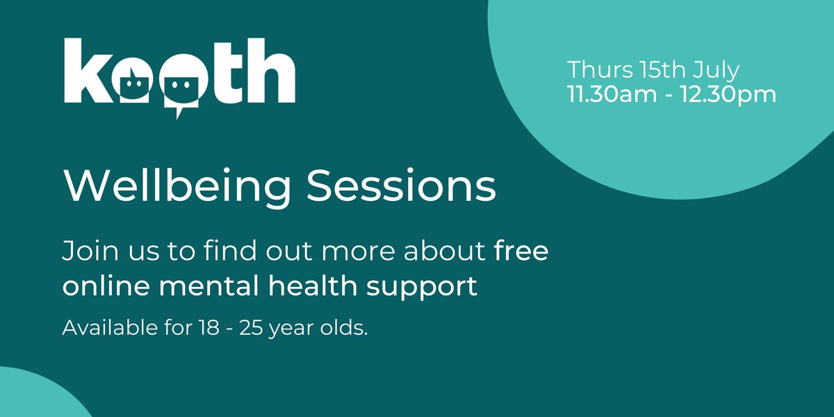 As a young adult talking about your feelings and asking for help is not always easy, but helps maintain good mental health. Join our FREE online information session tomorrow for 18-25 year olds and find out how #Kooth can help. eventbrite.co.uk/e/kooth-18-25-… #wellbeing #mentalhealth