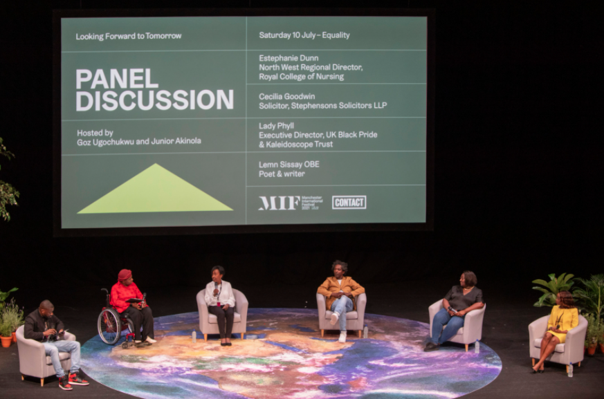 ContactMcr's tweet photo. Last Saturday alongside @MIFestival we held the #LookingForwardToTomorrow Equality Day. A great day of workshops, sharing of perspectives &amp; knowledge. Join us this Sat 17 for the Environment focused day, £5 tickets available:  https://t.co/x1jNRBAGuR 
📸  @photobaxter #MIF21 https://t.co/7yaBGpb5Hs