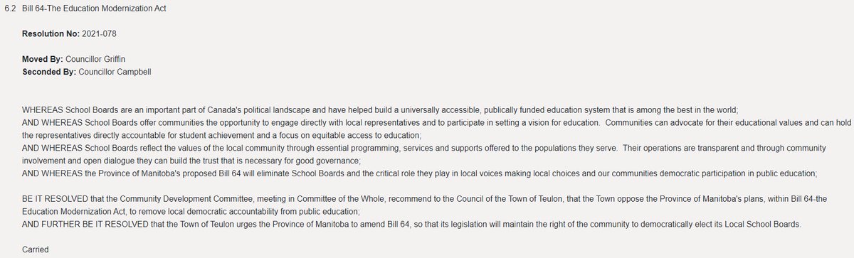Alan_M_Campbell's tweet image. Municipal councils and school boards understand better than anyone, the importance of #localvoice. 

Thank you Town of Teulon Council (my home-town) for lending your respected voices in opposition to Bill 64!

@AMMManitoba @MBSchoolBoards @interlakesd