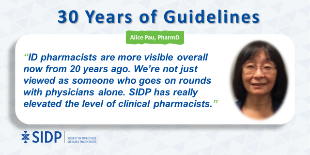SIDPharm's tweet photo. E.L.E.V.A.T.I.O.N - something that Dr. Pau notes as involvement of #IDPharmacists in #ClinicalTreatmentGuidelines has evolved over time 📈
#30YearsofSIDP #30YearsofGuidelines https://t.co/gzu19zx5me
