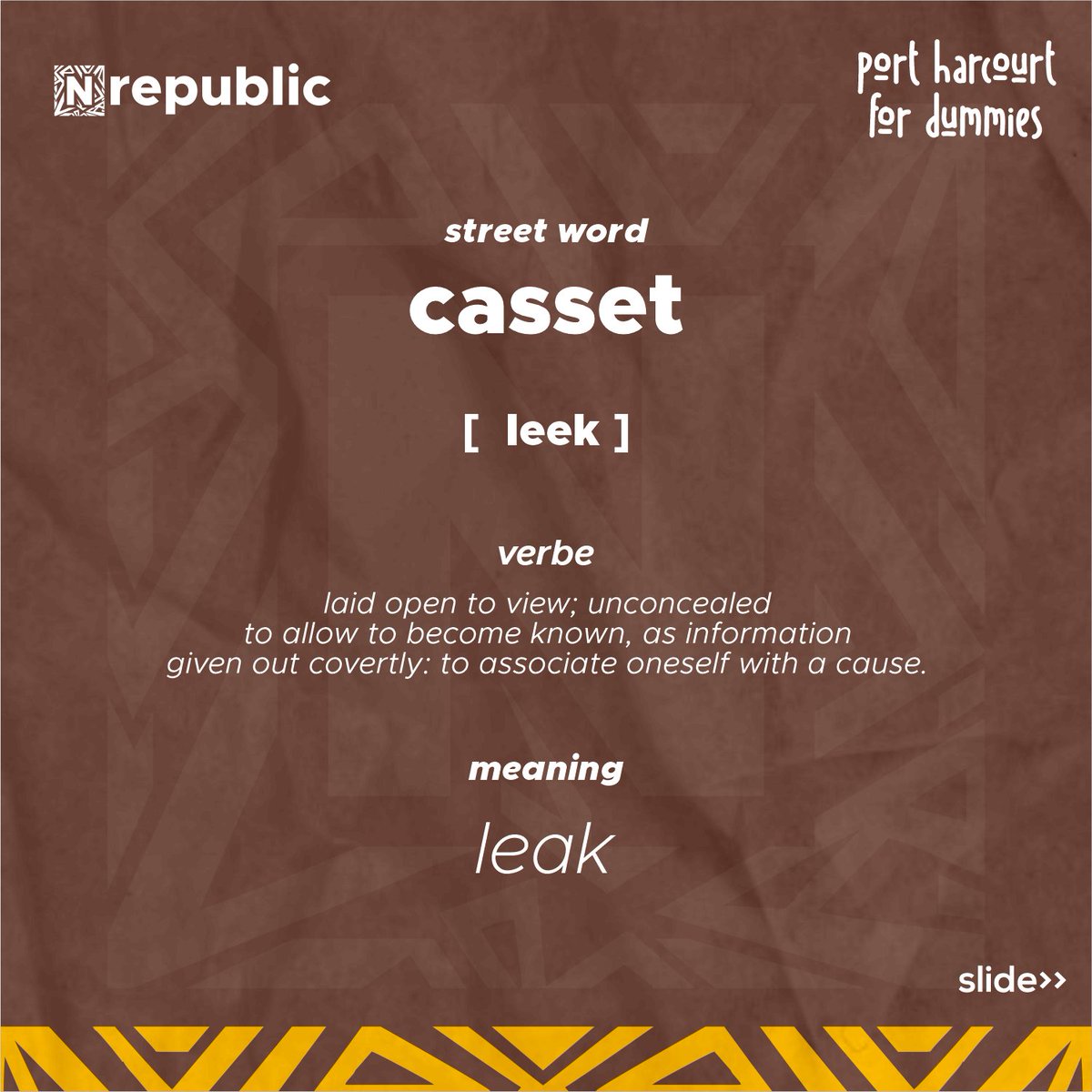 nrepublicmag's tweet photo. so now we on the streets of port harcourt and word of the day is "cassat"
#exposed #leak #public  #nrepublicmag #riversstate #NaijaKnowledgeX #nigeria  #commonknoledge #maitama #uyo #bellanaija #nollywood #ikeja #abuja #owerri #lagosnigeria #portharcourt #lekki https://t.co/v9O8o405a3