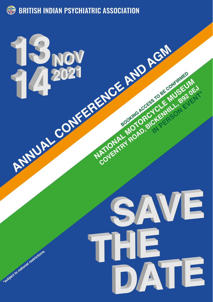 BIPA annual conference. 13-14 November 2021. Face-to-face🤞🏽Save the date! More details to follow. <a href="/rcpsych/">Royal College of Psychiatrists</a> <a href="/adave_NHS/">Dr Ananta Dave exploring life’s palette of shades</a> <a href="/subodhdave1/">Subodh Dave ☘️🌻🌞 Humanising Medicine</a> <a href="/DrAdrianJames/">Adrian James</a> <a href="/TrudiSene1/">Trudi Seneviratne OBE 🌠</a> <a href="/skalidindi1/">Dr Sri Kalidindi CBE 💙</a> <a href="/sri_2050/">Dr.Sridevi Sira Mahalingappa</a> <a href="/AnandRamakris18/">Anand Ramakrishnan</a> @DrKateLovett <a href="/MudholkarDr/">Dr Santosh Mudholkar</a> <a href="/ramneeshpuri/">Ramneesh Puri</a> <a href="/Bhavana_Chawda/">bhavana</a>