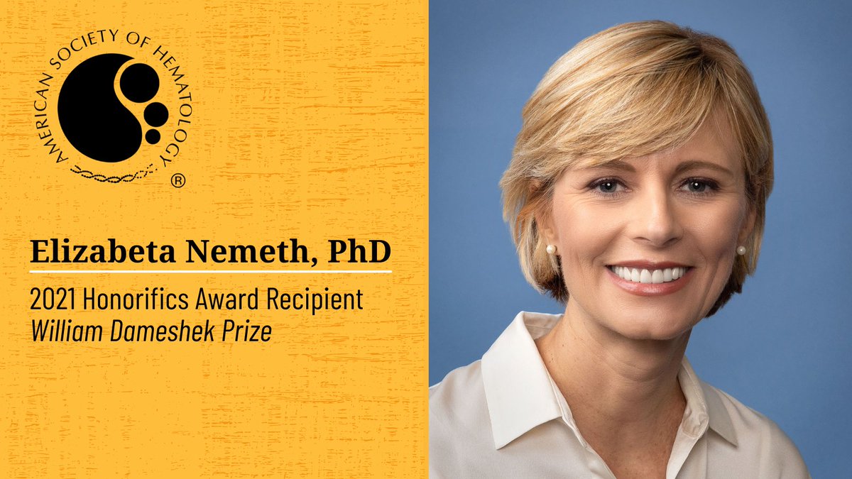 ASH_hematology's tweet photo. 🏆 Congrats to Elizabeta Nemeth, PhD, of 
@UCLA for winning the 2021 William Dameshek Prize. Read her story⤵️  #ASHAwards #HemeTwitter https://t.co/nrNgBWVkTW