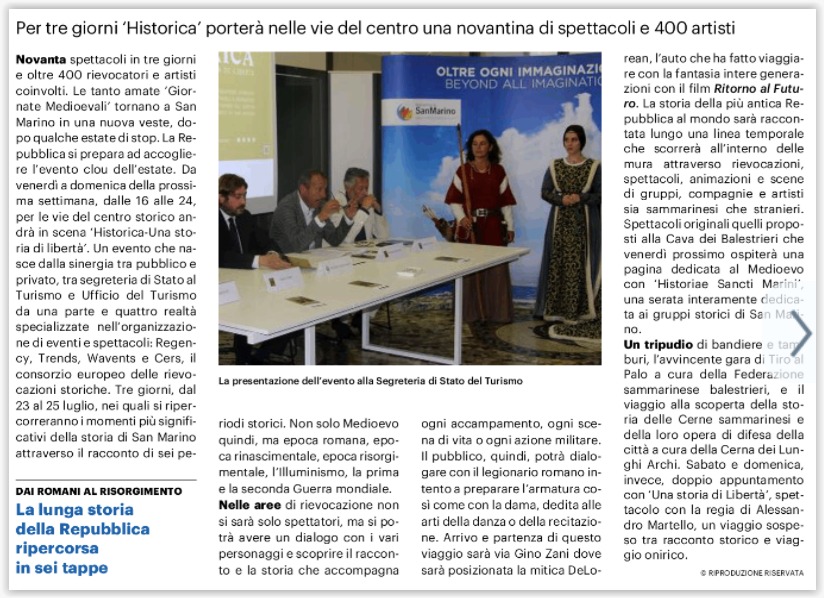 #PressRoom 🗞️

Si parla di noi su #IlRestodelCarlino #Rimini 👇🏻
 ilrestodelcarlino.it/rimini/cronaca…

#HistoricaSanMarino