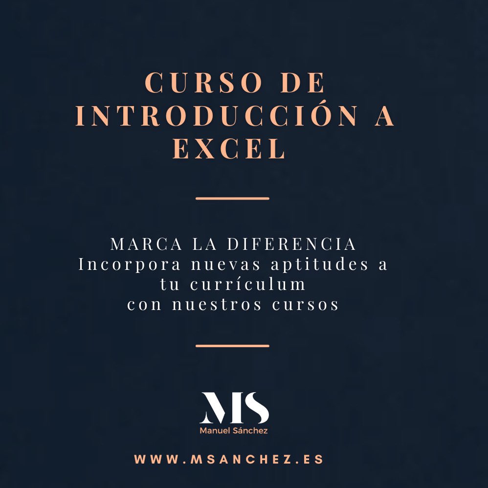 MSAcademyHub's tweet image. 📜🔝 ¡APÚNTATE! ¡NUEVOS CURSOS!

☝🏻 Os presentamos nuestro Curso de Introducción a Excel. Marca la diferencia, incorpora nuevas aptitudes a tu currículum con nuestros cursos online. ✅ Con certificado digital firmado por el director y el tutor del curso.

〽️ #MSAcademy