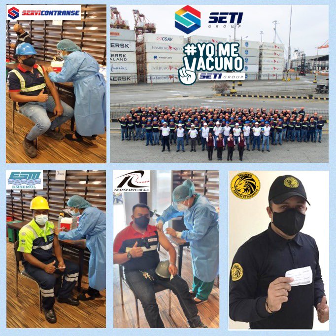 SETI_GROUP's tweet photo. Seguimos con la vacunación de nuestro personal operativo en puertos. Como parte del sector estratégico del país nunca paramos durante la emergencia y gracias a su compromiso, hasta el día de hoy continuamos trabajando para el beneficio de los ecuatorianos. #PlanVacunacion9100 https://t.co/KwRQkvjkey