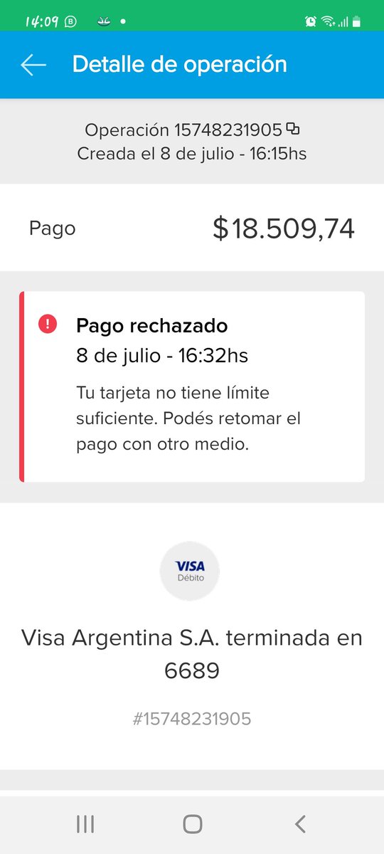 CCArgentinaIB's tweet photo. Cansada de que @mercadopago y @NaturaArgentina se tiren la bola compro con @Visa y no me aprueban las compras de la tienda #naturadigital horas de tiempo perdidas para poder ganar un peso !!!! https://t.co/JK0rSxB70X