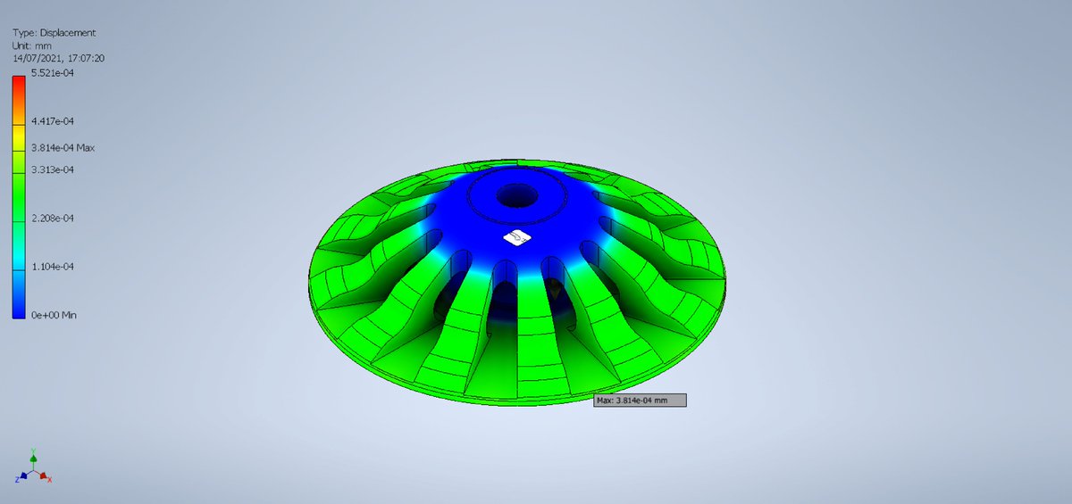 the_levitators's tweet photo. We have been designing a plate to attach to our load cell, on which the acoustic forces can act.
Making use of many repeated stress analyses, we have developed an optimised shape, reducing its mass by ~70% and the maximum displacement by ~31%. https://t.co/zeUm1SSMR0