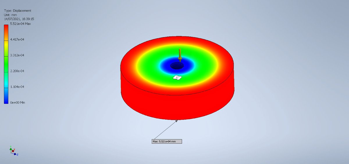 the_levitators's tweet photo. We have been designing a plate to attach to our load cell, on which the acoustic forces can act.
Making use of many repeated stress analyses, we have developed an optimised shape, reducing its mass by ~70% and the maximum displacement by ~31%. https://t.co/zeUm1SSMR0
