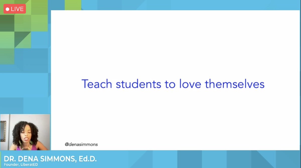We need to teach our students to love themselves. We need to expose students to role models. This will show them what is possible. <a href="/DenaSimmons/">Dena Simmons</a> #NPC21
