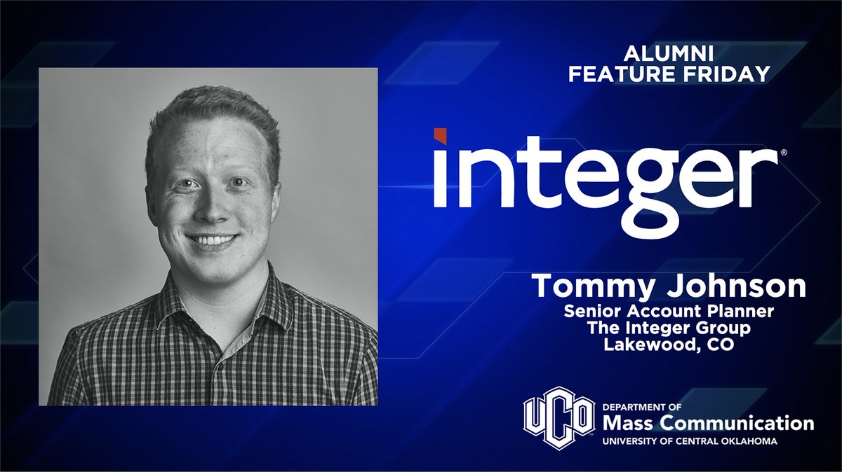 UCO_MCOM's tweet image. It's #AlumniFeatureFriday! This week, we're shouting out #UCOMCOM Strategic Communication grad @tommy_johnson! Tommy is a Senior Account Planner at Integer in Lakewood, Colorado, and is absolutely killing it! 

Are you a #UCOMCOM grad and want to be featured on our page? DM us!