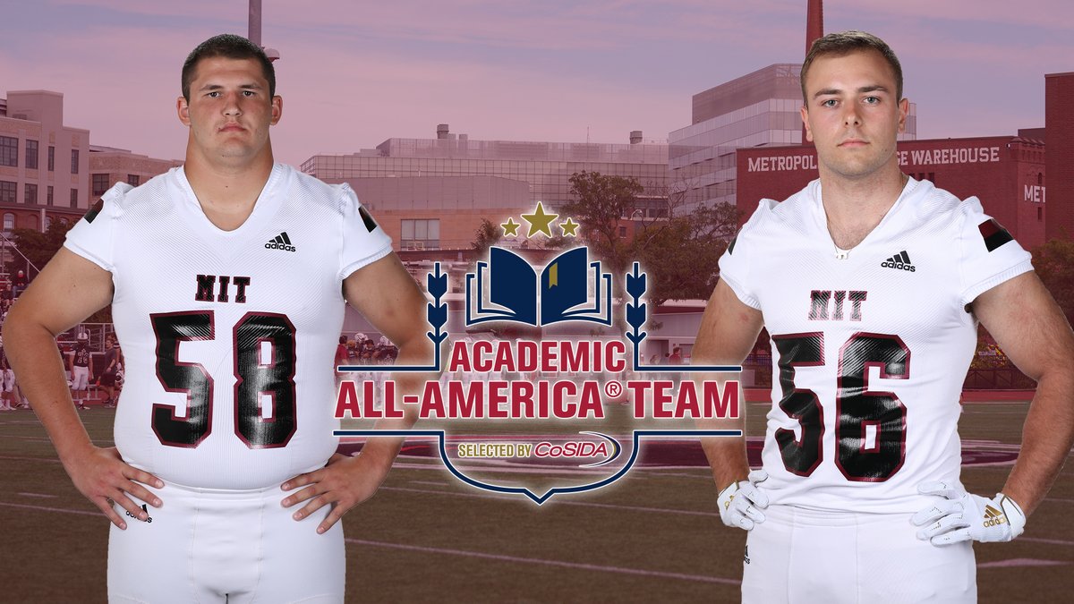 Big congratulations to Nathan Basinger and Sam Gantman from @MITFootball for being named as @CoSIDAAcadAA honorees today! MIT Football now has 5⃣0⃣all-time Academic All-Americans! bit.ly/3kib10l #WickedSmaht @MITstudents @d3football @D3FBHuddle #345andCounting