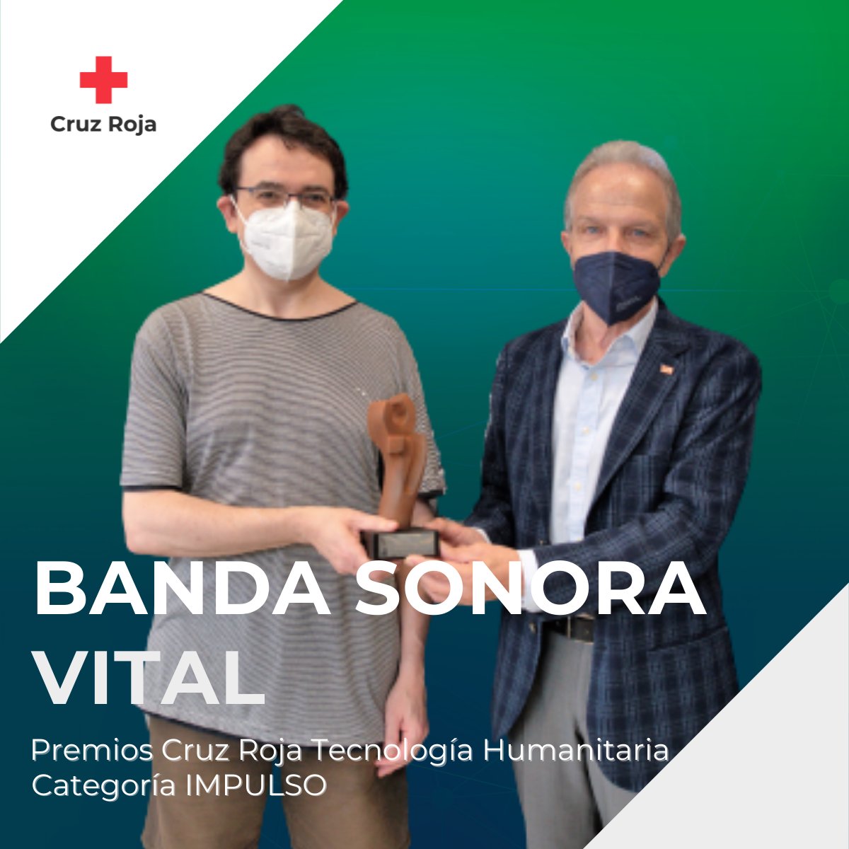 CruzRojaEsp's tweet photo. [#PremiosTecnologíaHumanitaria]

Andrea Ruzo (#FieldsData) y Perfecto Herrera (#BandaSonoraVital) han recogido los premios de #tecnologíahumanitaria en categoría 'Impulso' e 'Impacto' de las manos de @JosepQuitet, presidente de @CreuRojaCAT.

¡Enhorabuena! 👏 https://t.co/DublvviD6E