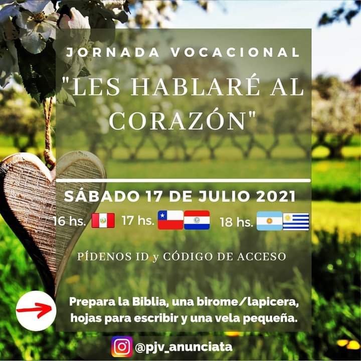 JORNADA VOCACIONAL
"Les hablaré al corazón."
17 de julio 2021

facebook.com/11270192091326…