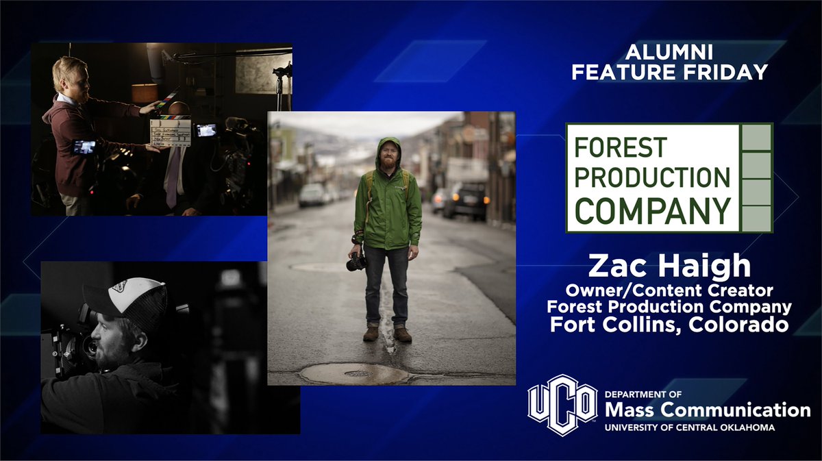 UCO_MCOM's tweet image. Another week, another #AlumniFeatureFriday! This week, we're showing off the amazing #UCOMCOM ProMedia grad Zac Haigh! Zac is owner and content creator of Forest Production Company in Colorado, and doing a dang good job of it! 

Want to be featured on #AlumniFeatureFriday? DM us!