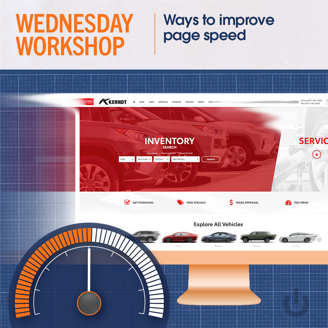These tips will get your page moving! If your page isn’t fast, it won’t be seen. Watch this Wednesday Workshop for tips on boosting your page speed.

bit.ly/wednesday-work…

#digitalmarketing #onlinemarketing #sitespeed #siteperformance #pagespeed #webananalytics #autosales