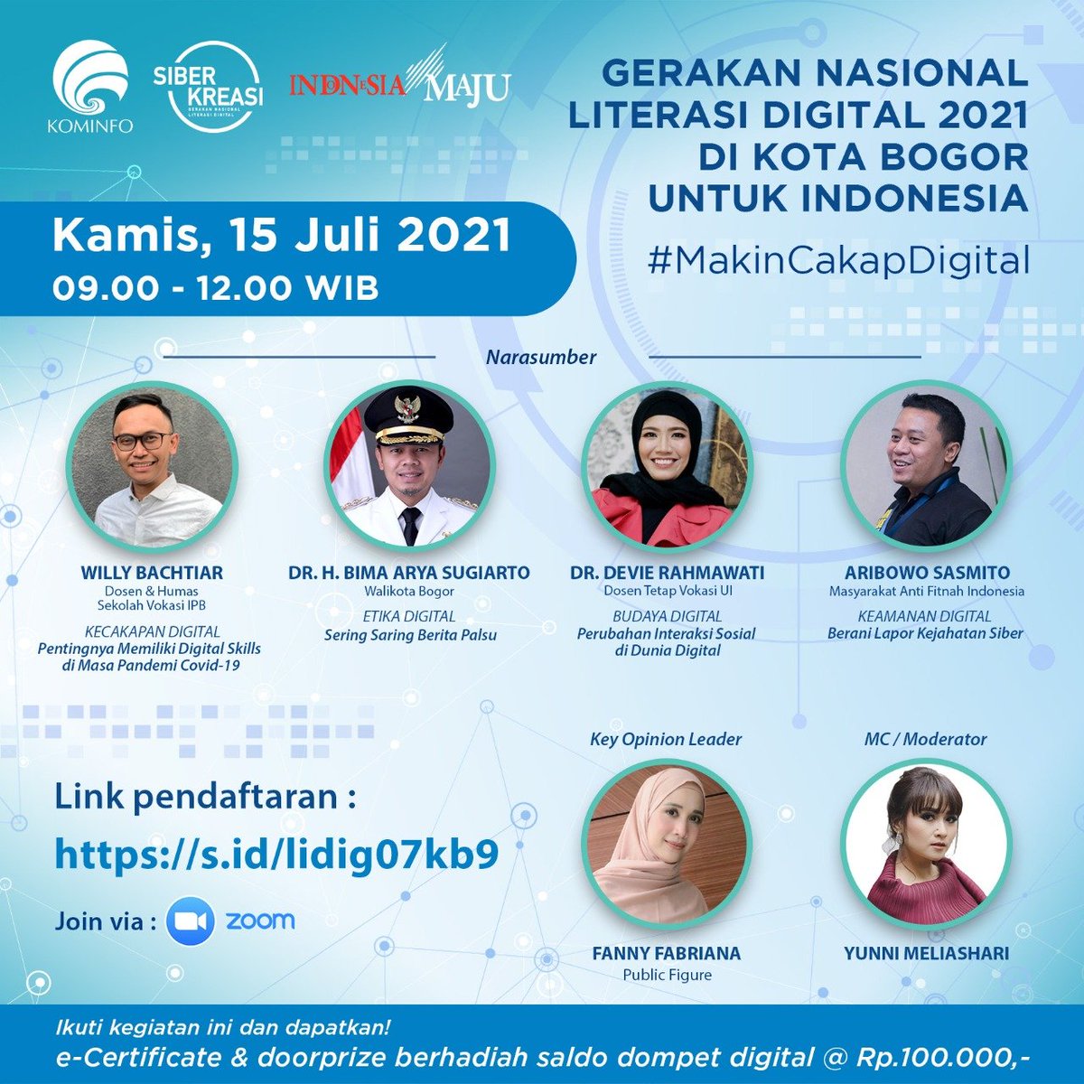 Pentingnya Cakap Digital di masa Pandemi
Event Zoom Gratis ttg Literasi Digital + E-Certificate + Doorprize 100K via Dompet Digital.
Link Registrasi : s.id/lidig07kb9
Cc : <a href="/axdwin/">Axdwin 🌏Indonesia 🇮🇩</a> <a href="/maman1965/">IG : kangmaman1965</a> <a href="/infobogor/">BOGOR</a> <a href="/prmn_bogor/">PRMNBogor</a> <a href="/fanatorian/">Forum Anak KotaBogor</a> <a href="/rripro2bogor/">RRI PRO 2 BOGOR</a>