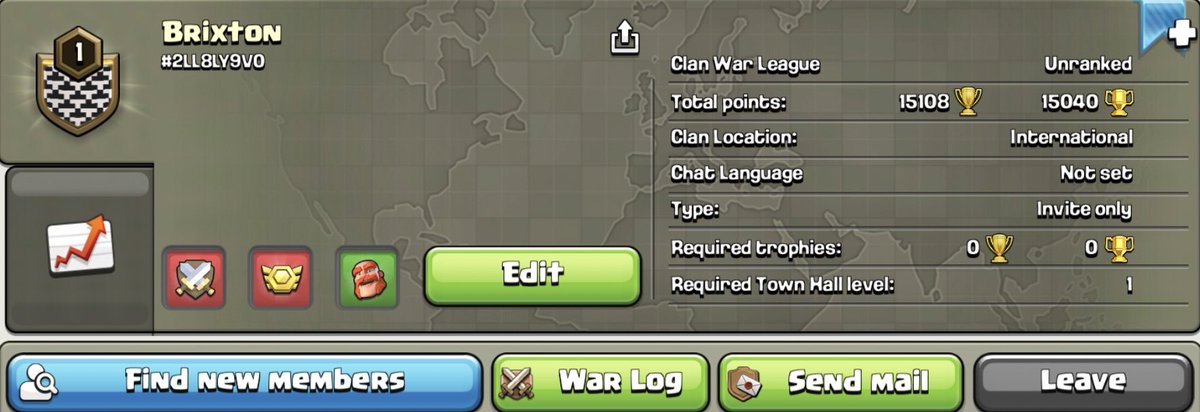 <a href="/GloryMeio/">GloryMio</a> <a href="/FabianoDiCaprio/">Fabiano DiCaprio</a> &amp; Ich haben einen Clan in Clash of Clans eröffnet. Wir nehmen Coc sehr ernst, spielen aktiv Cws und sind auch sehr spendenfreudig.
Schreibt kurz in die Anfrage wer ihr seid

zum Clan: Brixton link.clashofclans.com/en?action=Open…
Anforderungen:
-ab th8
-aktiv daily