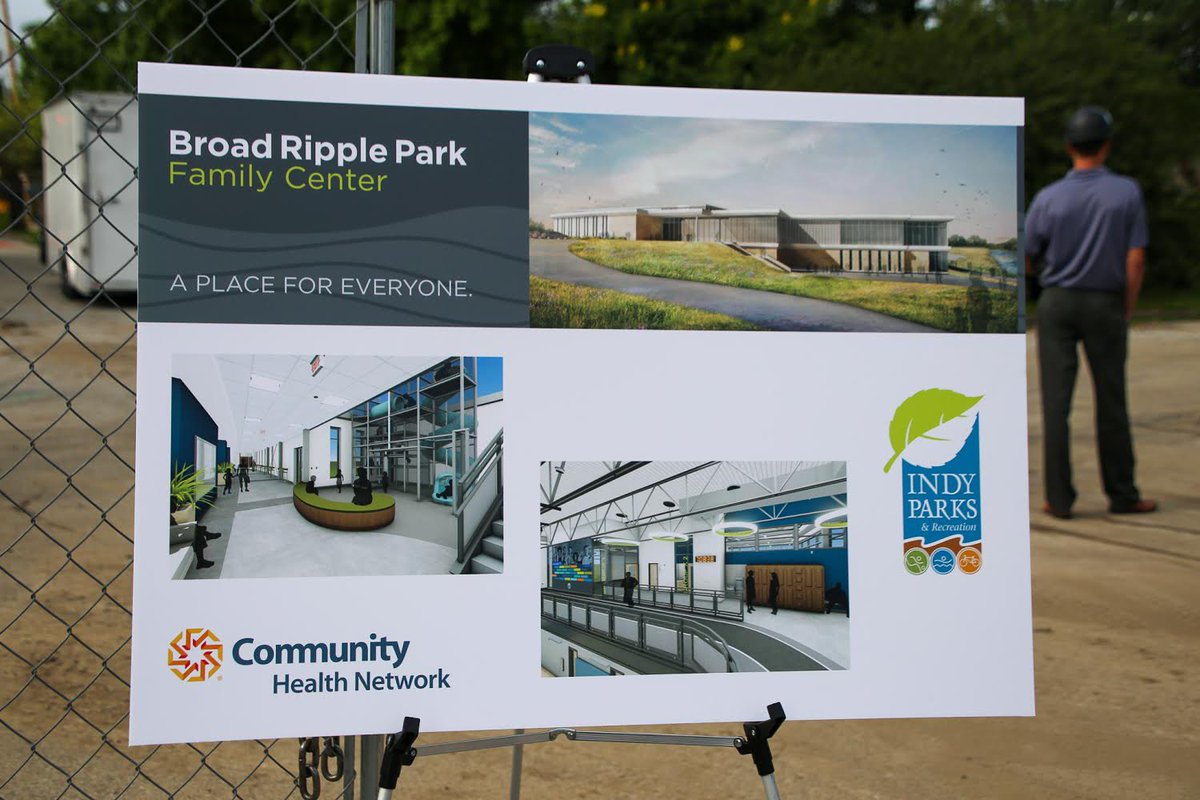 Today we celebrated the groundbreaking of the new family center at Broad Ripple Park! The new family center will include upgraded fitness areas, an indoor walking track, a children’s play area, group meeting space, and a health clinic operated by <a href="/CHNw/">Community Health Net</a>.