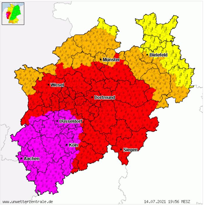 Unwetter-Warnung der unwetterzentrale.de