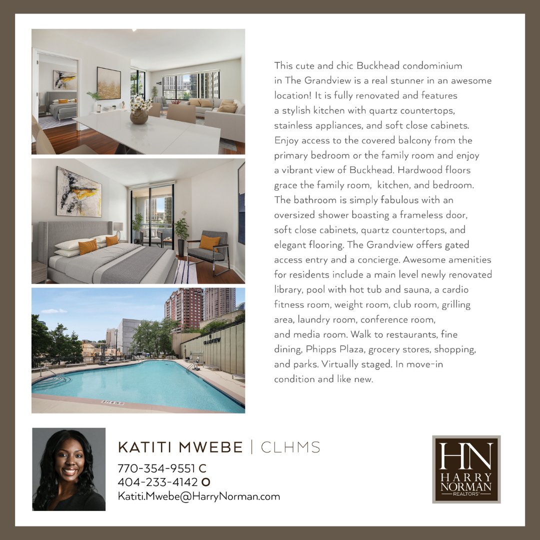 KatitiMwebe's tweet photo. I just listed this cute and chic Buckhead condominium in The Grandview. It is a real stunner in #LakesideDrive in Atlanta, GA. Don't miss this amazing property.
Let me help you. Feel free to DM me if you have any questions.
Katiti Mwebe
https://t.co/eHbLTf2w8G https://t.co/wjJEtWnRpu