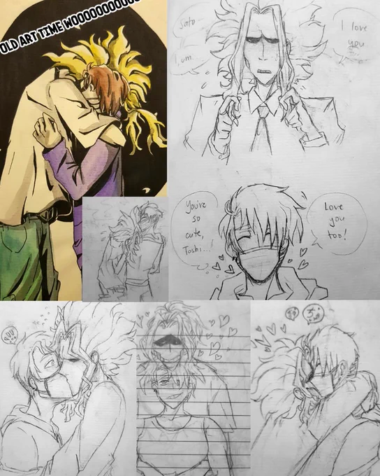 BONUS: MY CRUSTY OLD ART FROM WHEN I WAS 16........sato was for sure my first mlm oc x canon character!! btw toshinori yagi if youre out there please slide into my d 