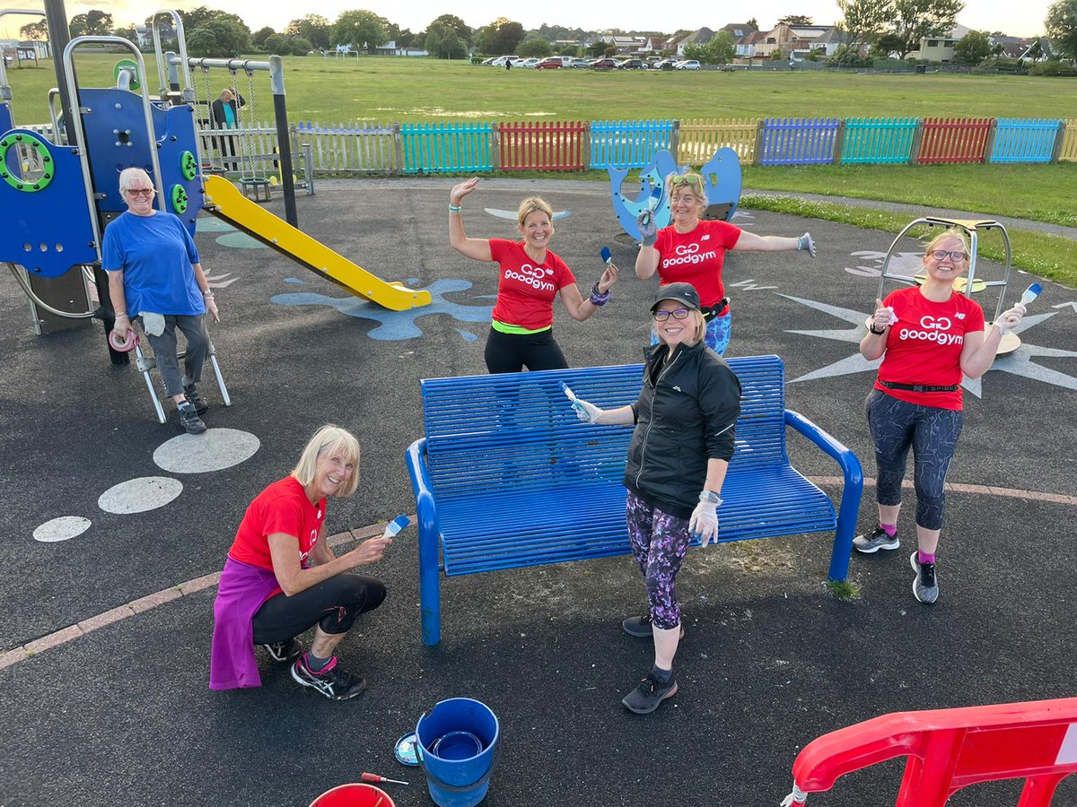 Last night's task in Hamworthy Park was painting kids benches! #friendsofhamworthypark #goodgym #volunteer #communityspirit