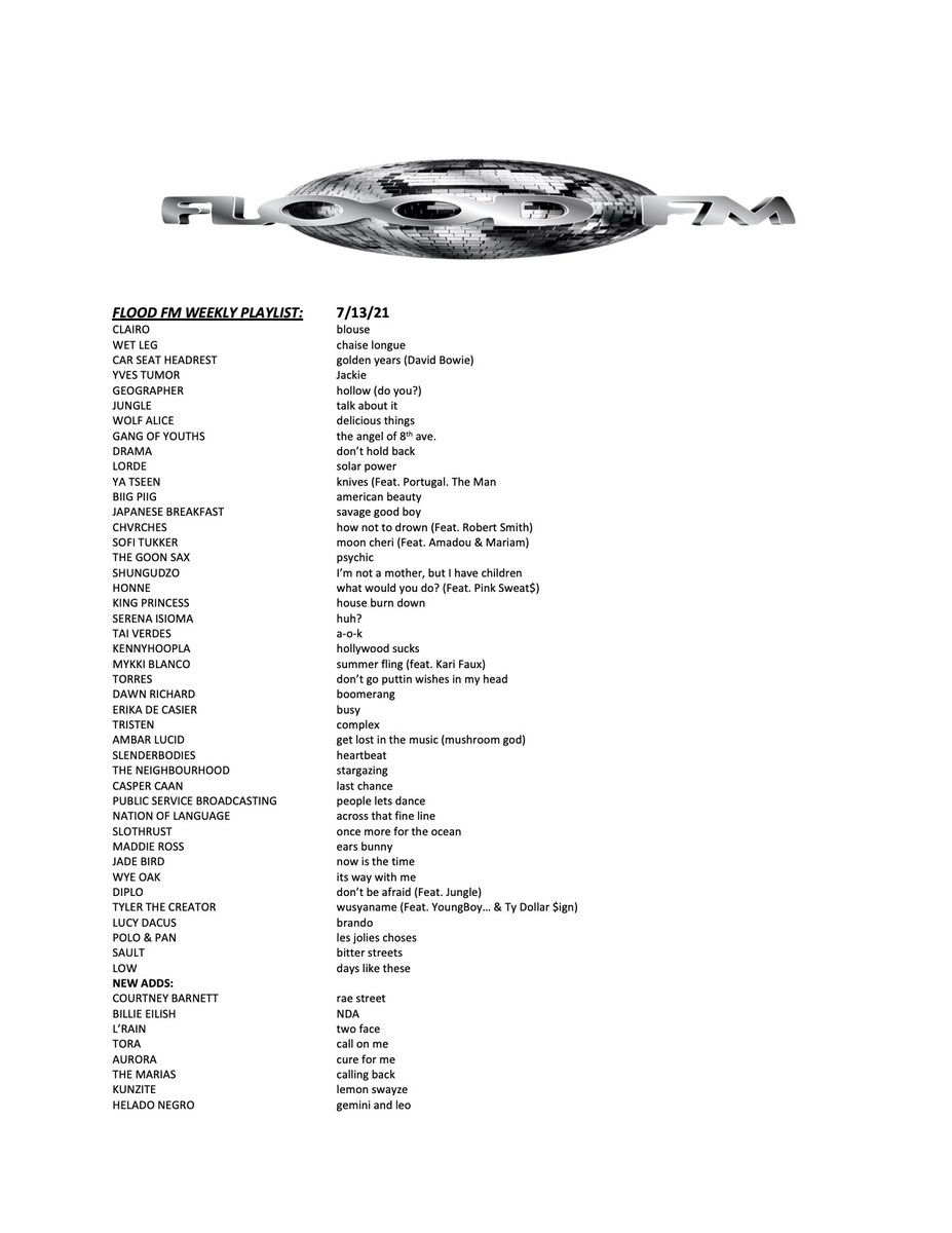 Here's our new weekly playlist! 

Big ups to <a href="/clairo/">claire cottrill</a> for coming in at #1

And shout out to these fine artists for getting added this week:

💿 <a href="/courtneymelba/">Courtney Barnett</a> 
💿 <a href="/billieeilish/">billie eilish</a> 
💿 <a href="/kunzitemusic/">KUNZITE</a> 
💿 <a href="/AURORAmusic/">AURORA</a> 
💿 <a href="/themarias/">The Marías</a> 
💿 <a href="/HeladoNegro/">Helado Negro</a> 
💿 <a href="/toramusic_/">TORA</a> 
💿 <a href="/lrain0000/">:</a>