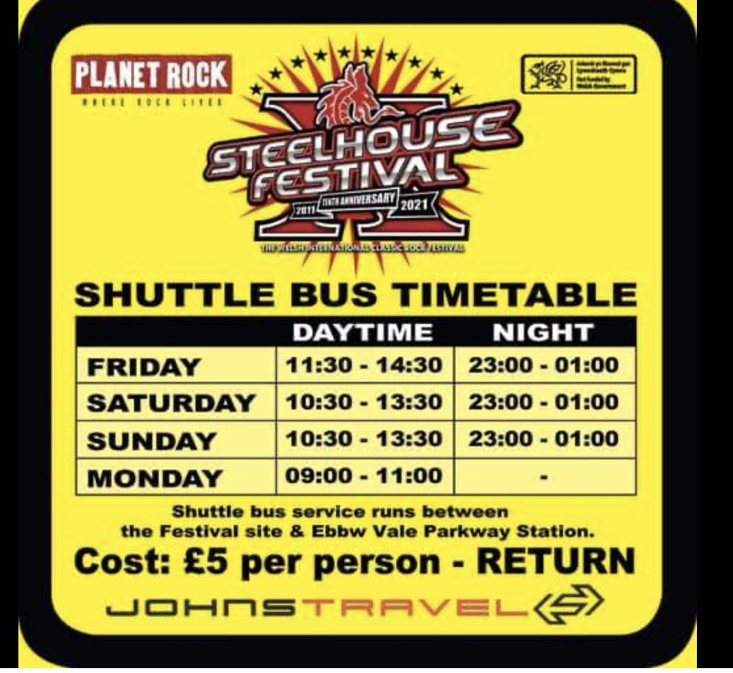 Here’s the Steelhouse shuttle bus timetable 🚌