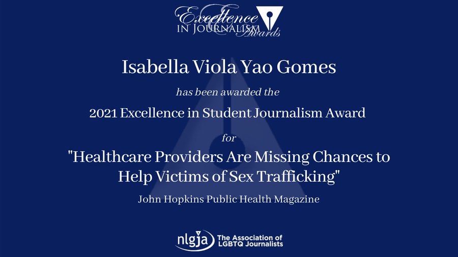 👏 Congratulations to 2019 Reporting Fellow and grantee <a href="/IsabellaViGomes/">Isabella Gomes</a> (<a href="/JohnsHopkinsSPH/">Johns Hopkins Bloomberg School of Public Health</a>) for winning a 2021 <a href="/nlgja/">NLGJA: The Association of LGBTQ+ Journalists</a> Excellence in Journalism Award! Click the link to learn more about her project, "Coronavirus and Health Inequity in Baltimore, MD." bit.ly/3kmucpQ