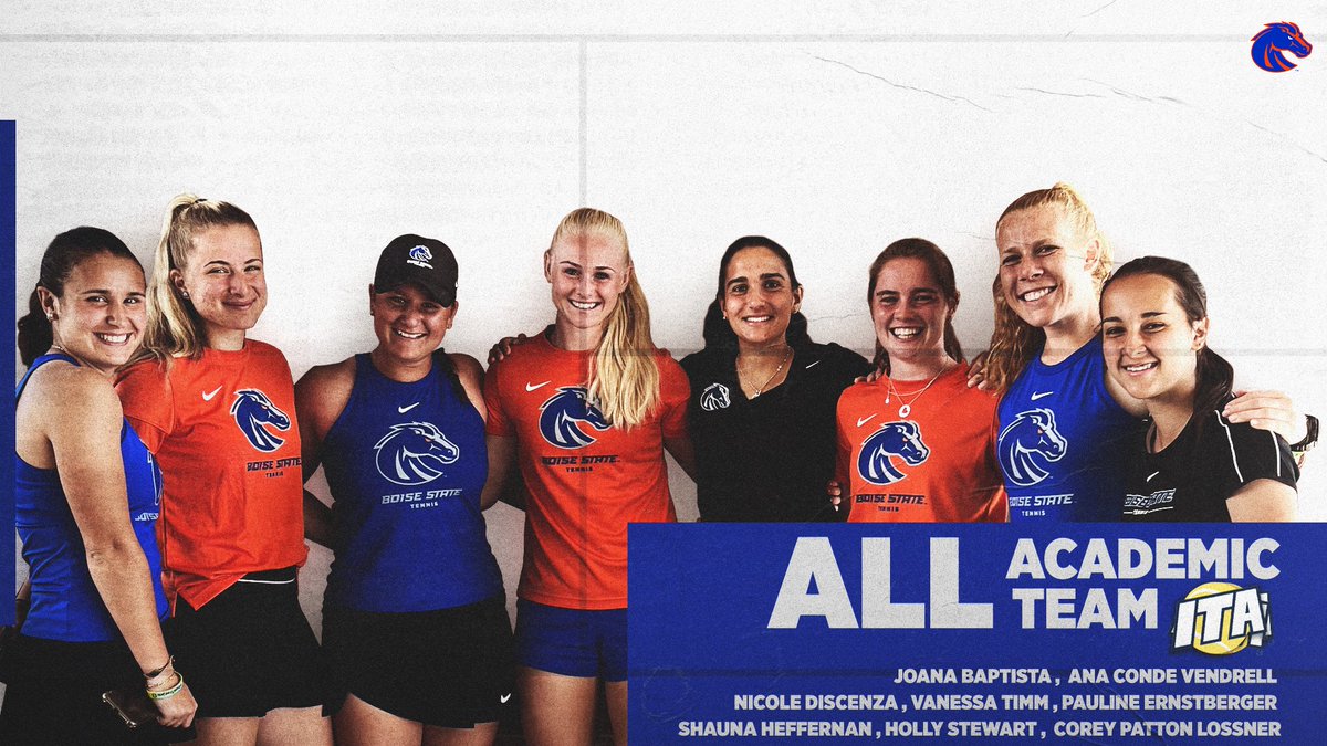 BroncoSportsWTN's tweet photo. ITA recognizes Bronco women’s tennis for academics ... all eight members of the team named ITA Scholar-Athletes for 2020-21!

CONGRATS BRONCOS!

#WhatsNext #BleedBlue @BroncoSports @BoiseState @MW_OlySports

 https://t.co/qvZjnlTs9t https://t.co/GWoUSuE9Yc