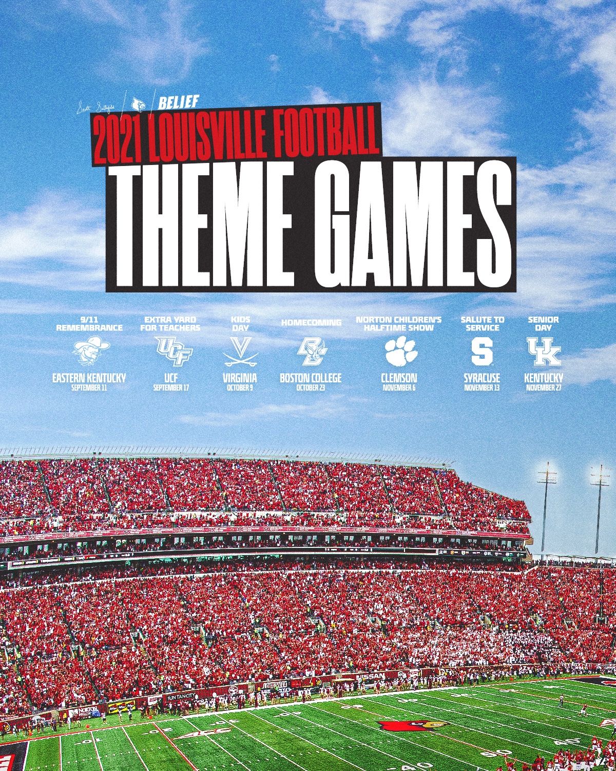 Louisville football schedule posters are now available - Card