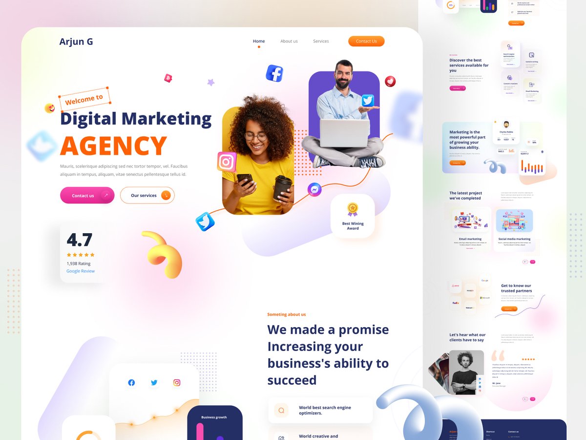 ArjunGraphics's tweet image. Lasted shot 😍.
Digital Marketing Agency Landing Page Ui Design.
Vist If you love : 
dribbble.com/shots/16042184…
.
.
.
.
.
#Website #webui #uidesign #uxdesign #landingpage 
#Responsive  #websites #uiuxdesign #Casestudy #modern #homepage #webtemplate #bestui #graphic #webgraphics