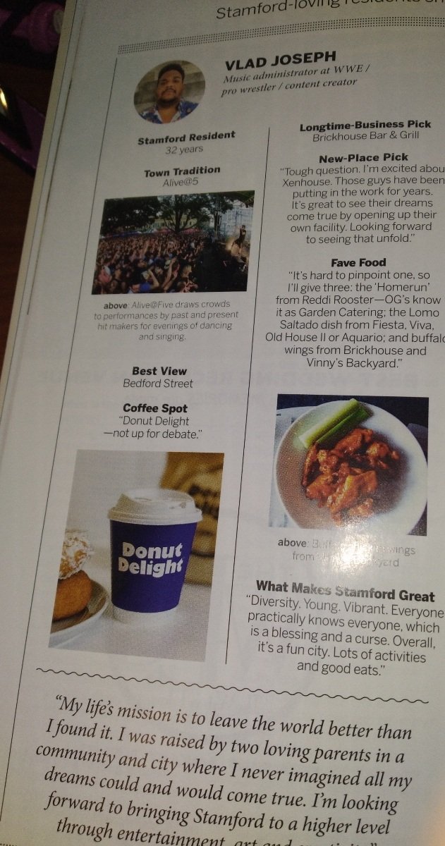 Only1Vlad's tweet image. If you see me in the Stamford Magazine - no I won't sign your copy. 

#PinMePayMe 

But - Donut Delight IS Life. ☕🍩