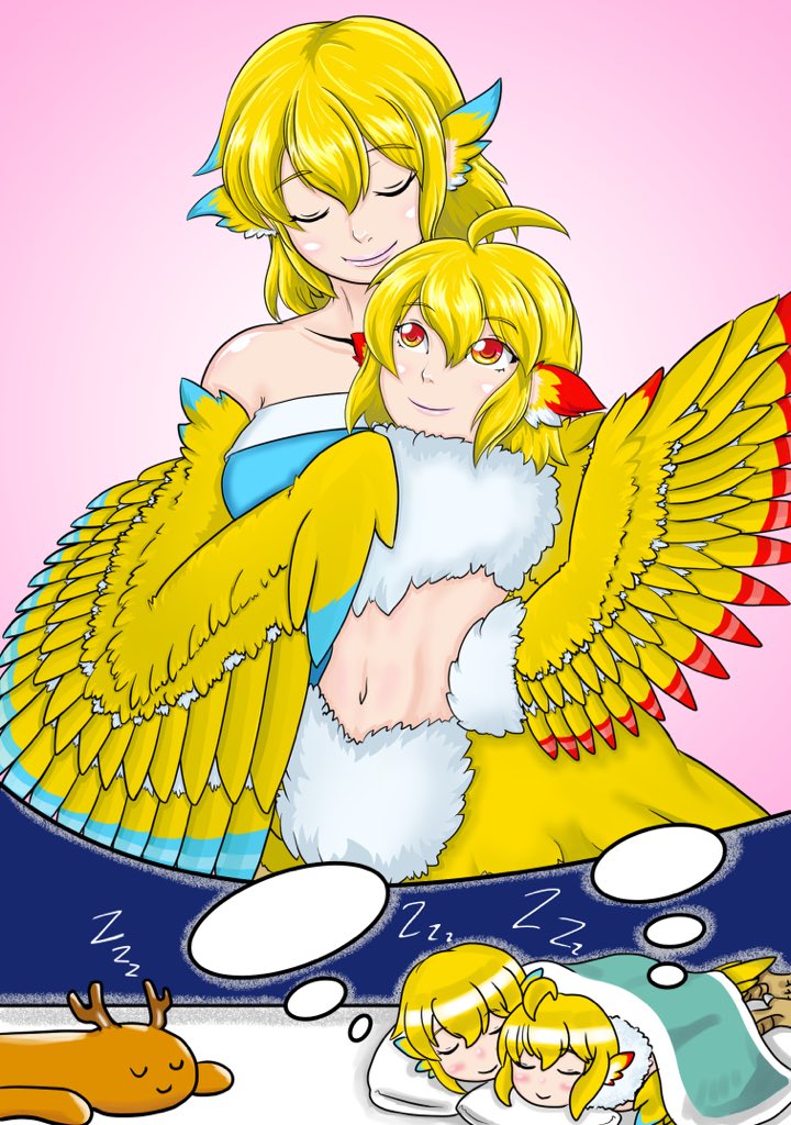 よその子・とりちゃん姉妹描いてみました | ハガネン #pixiv #harpy #monstergirl https://t.co/uOnLyUCpNo
遅ればせながら、シカナンガさん(@torimemisuty ) のところのとりちゃん姉妹(+シカさんっぽい≪変な生物≫)描かせていただきました!ぴぇぴぇ! 