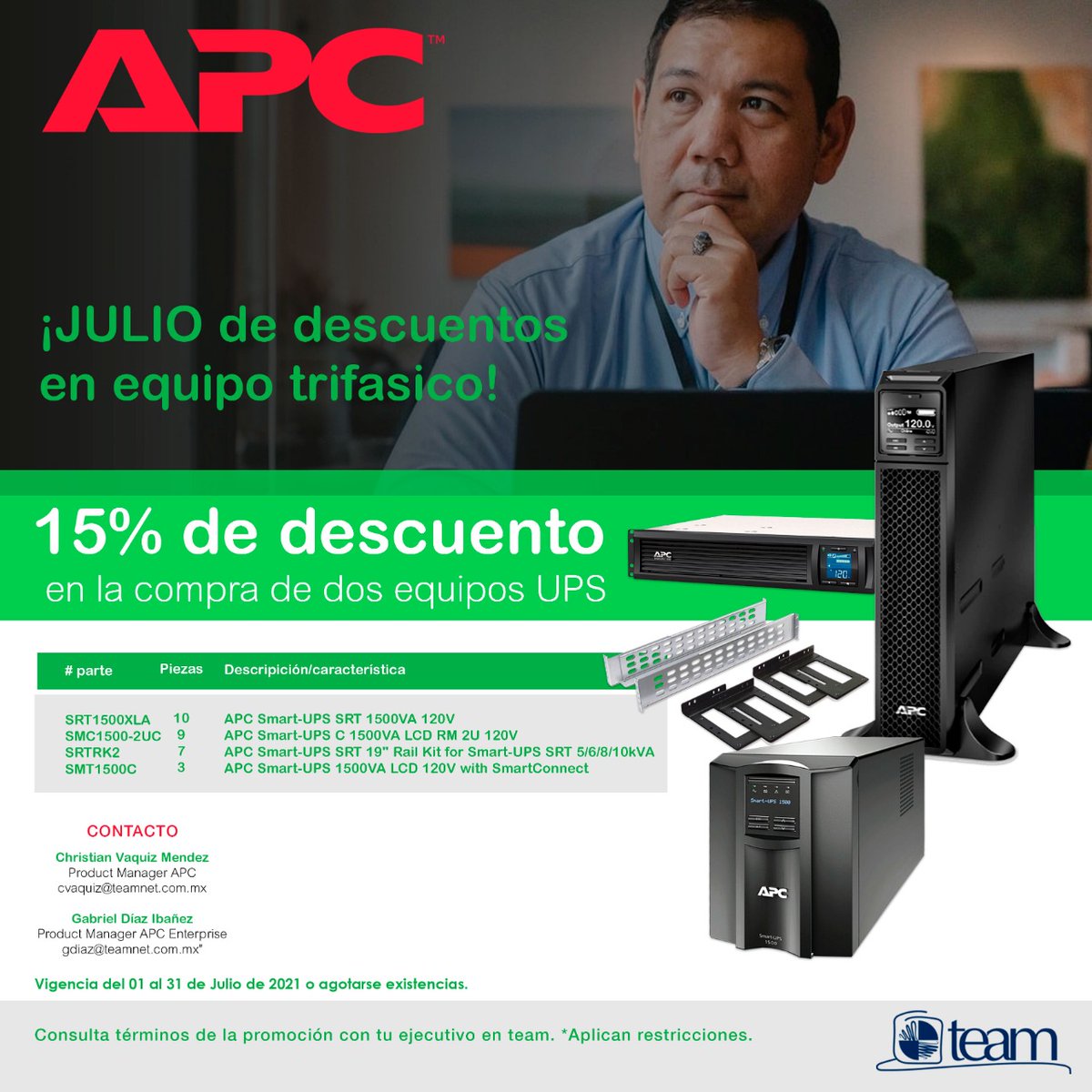 conexionteam's tweet photo. #Teammate Nos preocupamos por mantener protegido tu hogar, oficina y centro de datos. Aprovecha las súper promociones del mes. https://t.co/Zu4aan39MB
Contáctanos: 📩 cvaquiz@teamnet.com.mx
📲https://t.co/jYcB129oAM
🔋#LifeIsOn #APCteam #EnlaceTeam #comprasonline #CompraSegura https://t.co/o0Q95w05AC