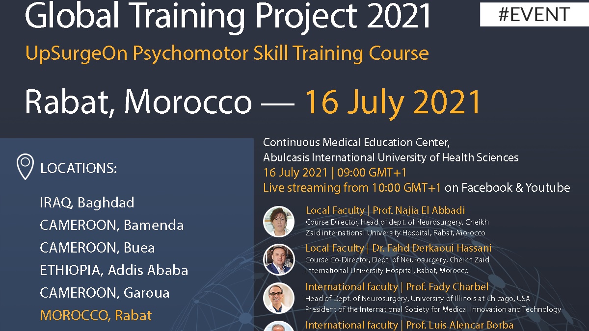 FahdHassani's tweet photo. Happy to welcome Global Training Project 2021 in Rabat, Morocco. Residents in Morocco will enjoy Skull base Cadaver less Dissection @upsurgeon  technology. Thank you @fednicolosi  for the opportunity and Prof. Najia El Abbadi for Hosting Rabat Upsurgeon Workshop. https://t.co/PYLL2xZQ0T