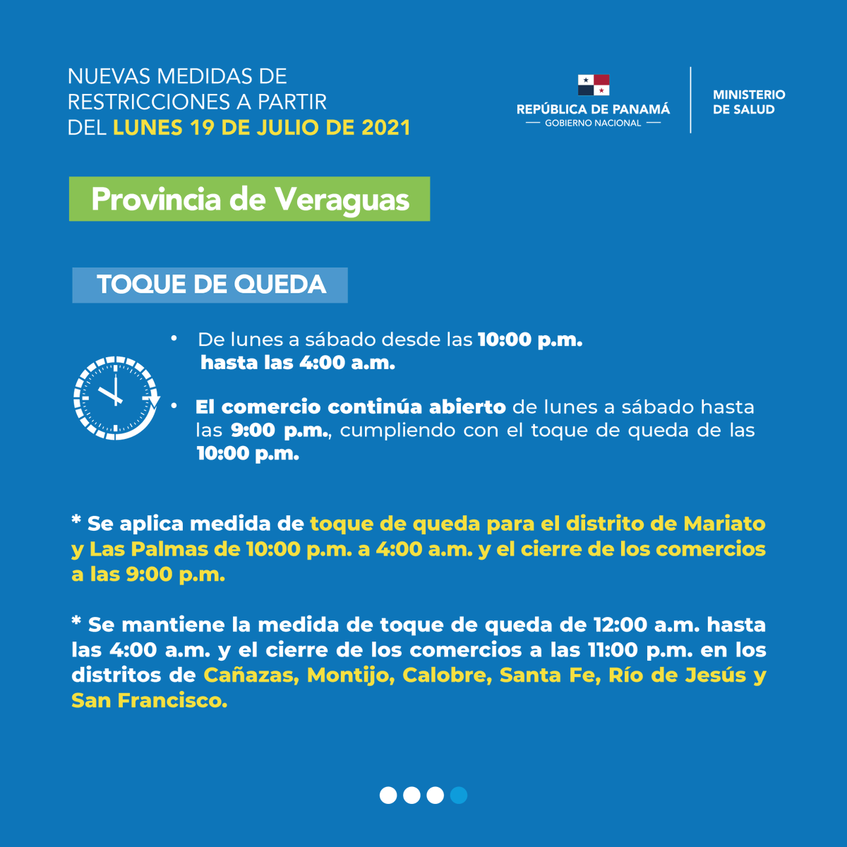 MINSAPma's tweet photo. Nuevas medidas que empezarán a regir a partir del 18 de julio de 2021, para la contención del #COVID19 en nuestro país.
#ProtégetePanamá #UnidosVenceremos https://t.co/xGy3YoZPw0