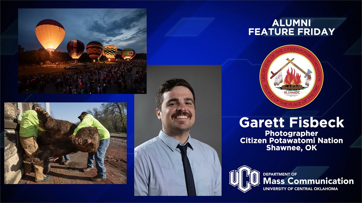 UCO_MCOM's tweet image. For this week's #AlumniFeatureFriday, we're giving it up for Garett Fisbeck! Garett is a grad of our #UCOMCOM Photo Arts program, and works as a photographer for the Citizen Potawatomi Nation here in Oklahoma. 

Are you a #UCOMCOM grad and want to be featured next Friday? DM us!