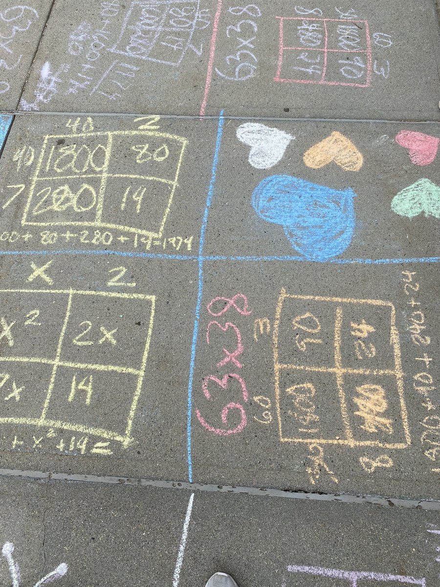 MsKmathclass's tweet photo. Finding the joy in math! So proud of these mathematicians!! #sidewalkmath #calculusproject #MTBoS #iteachmath https://t.co/EHDLmrX9s4